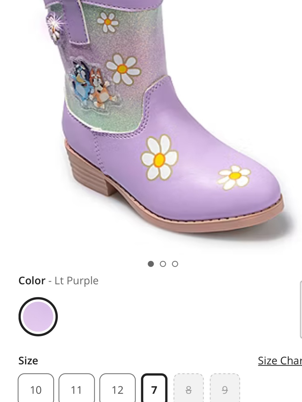 Girls' Lavender Daisy Western Boots with Character Accent size 7 - Picture 7 of 7